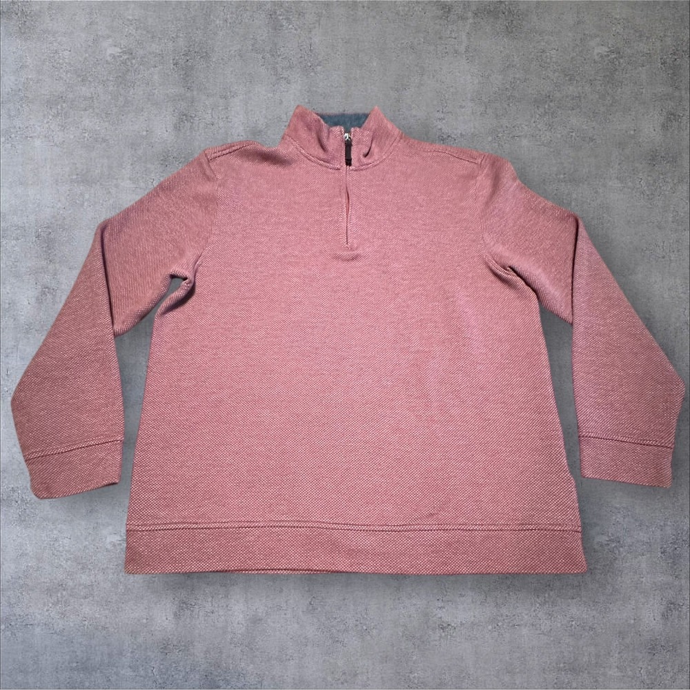 Tasso Elba Mens L Red Quarter Zip Pullover Knit Long Sleeve Casual Sweater
